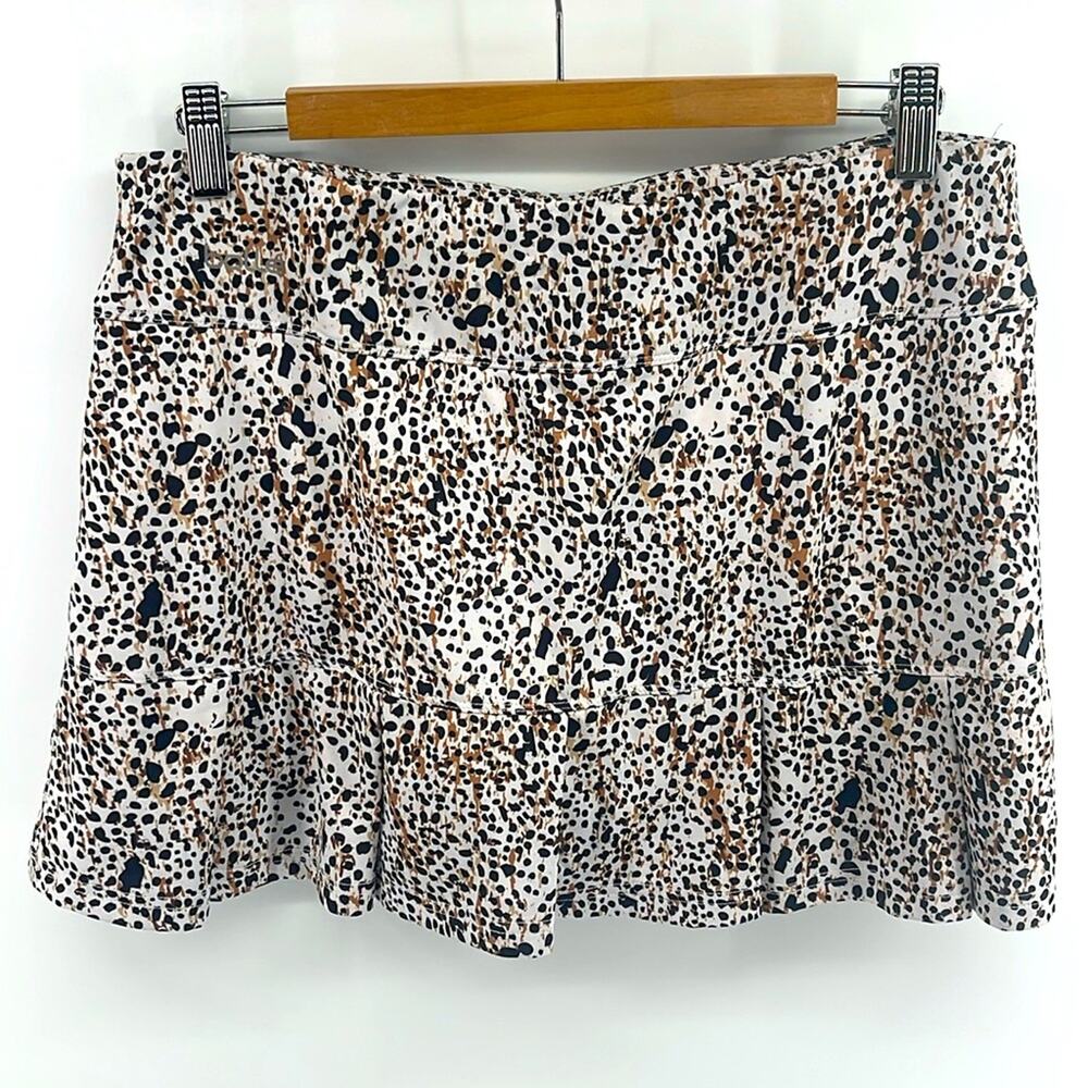 Bolle leopard print ruffle hem lined athletic athleisure golf tennis skort sz L